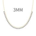 Elegant 3mm round cubic zirconia row pendant on a gold S925 sterling silver chain - Densely Pave Stone Row Style (DY191197) / 3mm / Gold