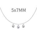 Silver S925 sterling silver necklace featuring three 5x7mm pear-cut zircon teardrop pendants - Triple Water Drop Style (DY191194) / 925 Silver / 5X7mm / White Gold