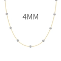 S925 sterling silver necklace in gold finish featuring 4mm round clear crystal accents - Station Dotted Style (DY191199) / 4mm / White Gold
