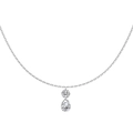 Elegant S925 sterling silver necklace featuring round and pear cut twin stone pendants - Double Stone Water Drop Style (DY191202) / White Gold