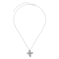 Sparkling S925 sterling silver necklace with zircon-encrusted flower pendant - Silver Necklace / 925 Silver