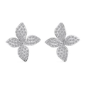 Sparkling S925 sterling silver butterfly flower earrings with full micro-pave crystals - Silver Stud Earrings / 925 Silver