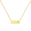 Elegant gold bar necklace with starburst zircon pendant and minimalist thin chain - 925 Silver / Gold
