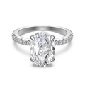 Classic S925 silver ring with 8x12mm oval gemstone and pavé set diamond band - US 5 / Silver