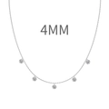 Minimalistische S925 Sterlingsilber Kette mit fünf runden 4mm Zirkonia-Anhängern - 925er Silber / Platin (4mm)