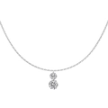 Elegant S925 sterling silver clavicle necklace featuring a minimalist double stone pendant - Gourd Double Stone Style (DY191203) / White Gold