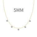 Minimalistische S925 Sterlingsilber Halskette in Gold mit fünf 5mm Zirkonia Anhängern - 925er Silber / Gold (5mm)