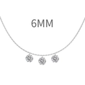 S925 sterling silver necklace featuring three 6mm round-cut sparkling cubic zirconia - 925 Silver / 6mm / Platinum