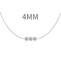 S925 sterling silver necklace with three 4mm brilliant-cut white cubic zirconia stones - Triple Side-by-Side Stones Style (DY191196) / 4mm / White Gold