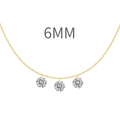 Elegant gold S925 silver necklace with three 6mm round sparkling zircon pendants - 925 Silver / 6mm / Gold