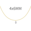 S925 sterling silver gold necklace with 4x6mm oval clear gemstone pendant - Oval Solitaire Style (DY191188) / 925 Silver / 4x6MM / Gold