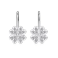 Elegantes pendientes de trébol en plata de ley S925 con circonitas cúbicas brillantes - Plata 925 / Estilo Oro Blanco (DY110342)