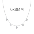 Elegant S925 sterling silver necklace with five 6x8mm oval-cut transparent gemstones - 5-Stone Oval Tassel Style (DY191191) / 6X8mm / White Gold
