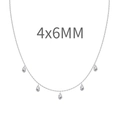 Collana in argento S925 con cinque ciondoli a goccia 4x6mm con taglio a pera - Argento 925 / Platino (4×6MM)