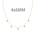 Collana in argento S925 dorato con cinque pendenti a goccia in cristallo 4x6mm - Argento 925 / Oro (4×6MM)