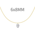 Minimalist s925 silver necklace with 6x8mm oval gold pendant and clear zircon stone - Oval Solitaire Style (DY191188) / 925 Silver / 6X8mm / Gold