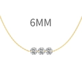 Collier minimaliste en argent S925 orné de trois pierres de zircon scintillantes 6mm - 6mm / Or