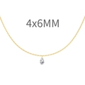 Elegant 4x6mm pear cut teardrop pendant necklace in a minimalist golden finish design - Water Drop Solitaire Style (DY191189) / 925 Silver / 4x6MM / Gold