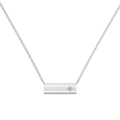 Minimalist S925 sterling silver bar necklace featuring a polished finish and small star stone - 925 Silver / White Gold
