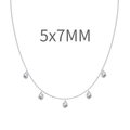 Collana in argento 925 con cinque ciondoli in zircone a goccia 5x7MM da donna - Argento 925 / Platino (5×7MM)