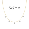Collana in argento S925 dorato con cinque ciondoli in zircone a goccia 5x7mm - Argento 925 / Oro (5×7MM)