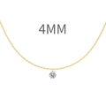 Minimalist S925 silver 4mm round cubic zirconia solitaire necklace in gold finish - 4mm / Gold (DY191187)