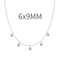 S925 sterling silver necklace with five 6x9mm pear-shaped clear zircon teardrop pendants - 925 Silver / Platinum (6×9MM)