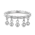 Anello a onde in argento sterling S925 con cinque pendenti a nappa a sfera rotonda - US 6 / Oro Bianco