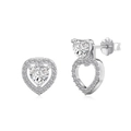 Herz-Ohrstecker aus S925 Sterlingsilber mit funkelnden Zirkonia-Steinen für Damen - 925er Silber / Platin