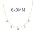 Gold s925 silver necklace featuring five 6x9mm clear teardrop cubic zirconia pendants - 925 Silver / Gold (6×9MM)