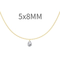 Elegant 18K gold plated S925 silver necklace with 5x8MM pear-cut teardrop pendant - Pear-Cut Solitaire Style (DY191189) / 925 Silver / 5x8mm / Gold