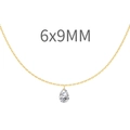 Minimalist S925 sterling silver necklace featuring a 6x9mm pear-cut clear gemstone pendant - Pear-Cut Solitaire Style (DY191189) / 925 Silver / 6x9mm / Gold