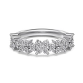 S925 sterling silver star ring with brilliant diamond pavé in an elegant cluster design - US 5 / White Gold