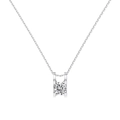 Collar de plata de ley S925 con colgante cuadrado hueco y gema de talla brillante - Plata 925 / Oro Blanco