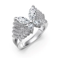 Elegante anello in argento S925 con ali di farfalla e cristalli di zirconia - US 5 / Argento