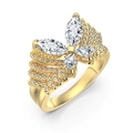 Anello farfalla di lusso con zirconi a goccia e marquise con finitura in oro giallo - US 5 / Oro