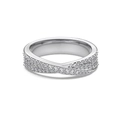 Luxurious S925 sterling silver criss-cross ring with three rows of micro-pave zircons - US 5 / White Gold (DY121254-S-W-WH)