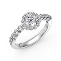 Elegante S925 zilveren ring met een ronde diamant en een schitterende halo-zetting - US 5 / Witgoud