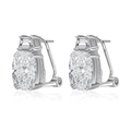 Pendientes de plata S925 con cristales transparentes de corte ovalado y rectangular - Oro Blanco (DY110375) / Plata 925