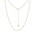 Minimalistische S925 Sterlingsilber Perlenkette vergoldet mit Kristallanhänger für Damen - Gold