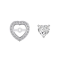 Macro-opname van S925 sterling zilveren hartoorbellen met sprankelende zirkonia-onderdelen - 925 zilver / Witgoud (DY1D0409-S-W-WH)