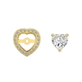 Detail van de S925 zilveren hartoorbel met zirkonia stenen en earring jacket - 925 zilver / Goud (DY1D0409-S-G-WH)