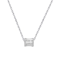 Collana in argento sterling S925 con ciondolo a cilindro testurizzato da donna - Argento 925 / Oro Bianco