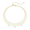 Drielaagse S925 sterling zilveren armband met ronde zirkonia bedeltjes en gouden afwerking - Gelaagde Armband (DY150440) / 925 zilver / Goud