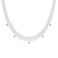 Zilveren ketting met vijf lagen en vijf cirkelvormige fonkelende zirkoonhangers - Gelaagde Halsketting (DY191361) / 925 zilver / Witgoud