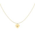 Elegante goldene Herzhalskette mit einem zentralen, funkelnden Zirkonia-Stein im Diamantschliff - 925er Silber / Gold