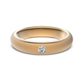 Minimalist S925 sterling silver matte gold ring featuring a single round zircon stone - 5# / Single Rhinestone Frosted Ring (DY121266) / Champagne