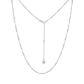 Minimalistische S925 Silber Kugelkette mit Zirkon-Anhänger und verstellbarer Länge - Weißgold
