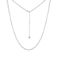 Elegant S925 sterling silver necklace with heart-link chain and round zircon extension - 925 Silver / White Gold