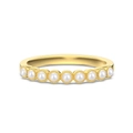 Elegant gold S925 sterling silver ring with nine white pearls in a milgrain row design - US 5 / 9 Pearls Style / Gold